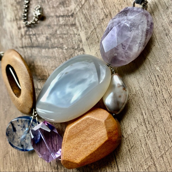 Purple Natural Elements Radiant Necklace, Boho, Healing Crystal, Wedding Guest - Picture 3 of 8